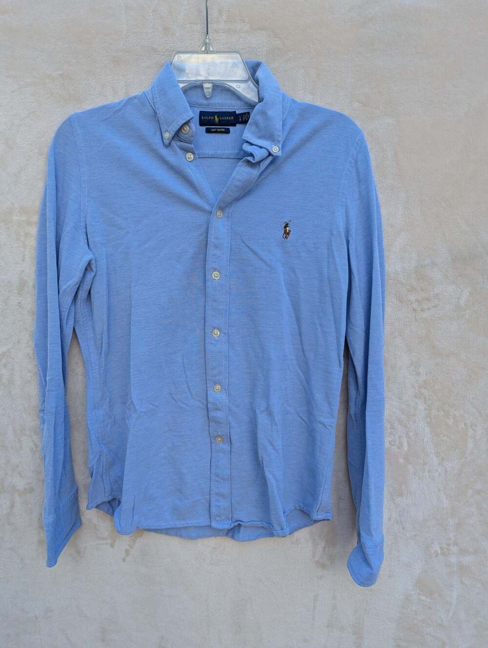 Ralph Lauren Knit Oxford Button Down Shirt Light Blue Size L